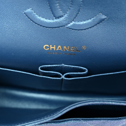 Chanel Iridescent Caviar Quilted Medium Double Flap Dark Blue 5 of 9