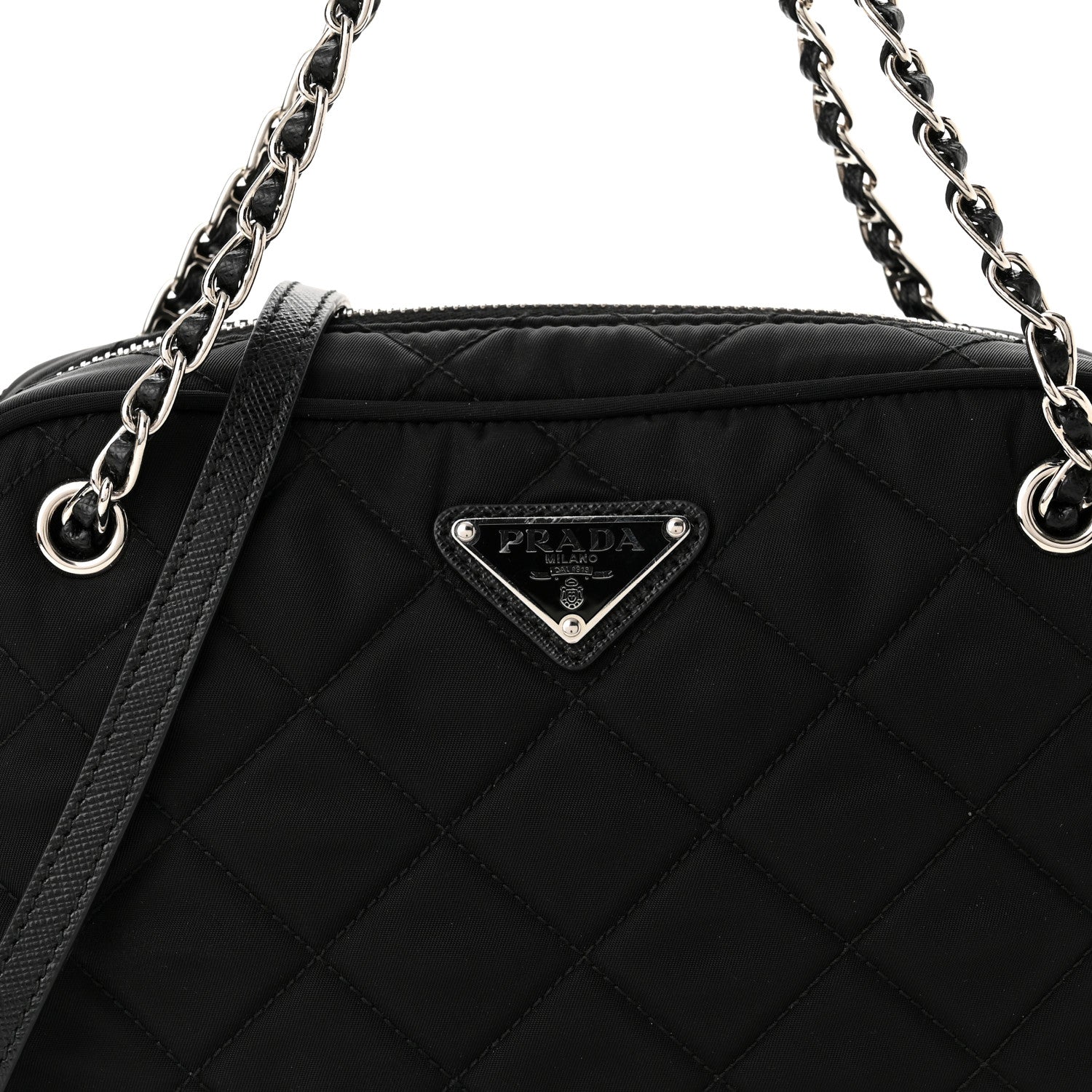Prada Nylon Tessuto Impuntu Quilted Bandoliera Crossbody Bag Black 7 of 9