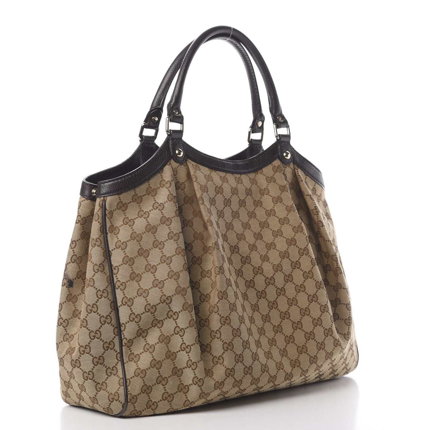 Monogram Dollar Calfskin Large Sukey Tote Beige Ebony Testa di Moro