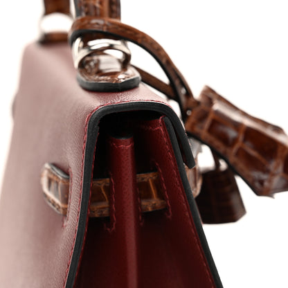 Hermes Madame Calfskin Shiny Niloticus Crocodile Kelly Sellier Touch 25 Rouge H Terre 12 of 14
