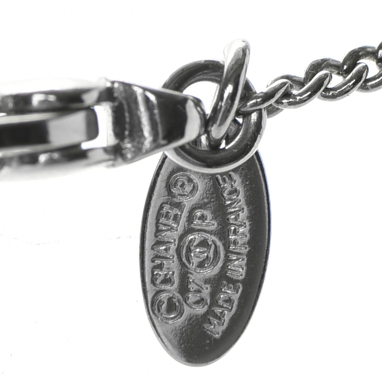 Enamel CC Camellia Necklace Silver Black