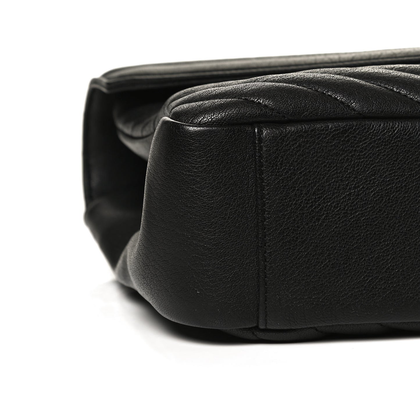 Sheepskin Matelasse Chevron Monogram Large College Satchel Black
