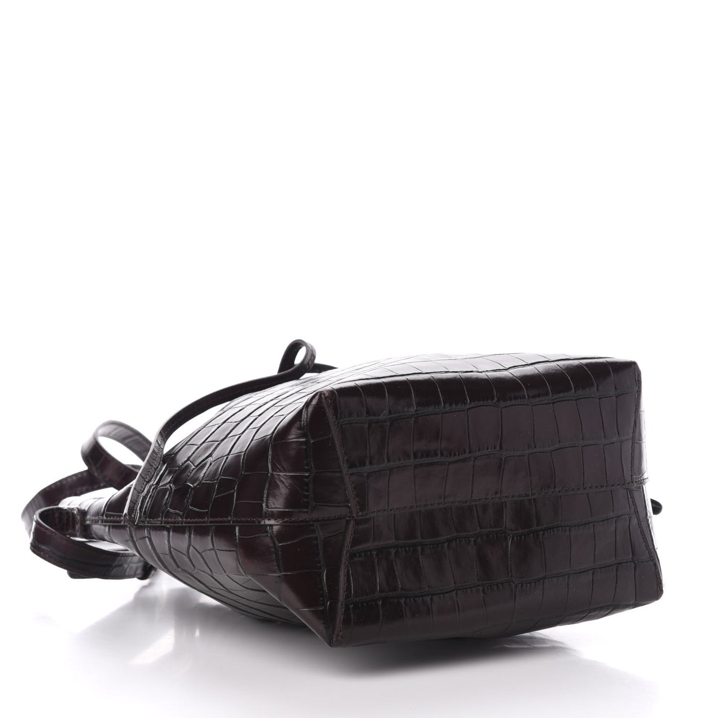 Crocodile Embossed Bucket Bag Burgundy
