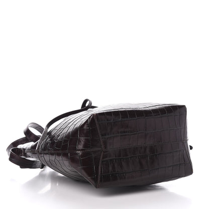 Mansur Gavriel Crocodile Embossed Bucket Bag Burgundy 4 of 9