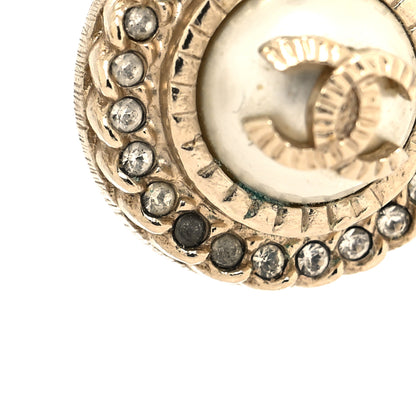 Chanel Pearl Crystal CC Round Earrings Light Gold 5 of 5