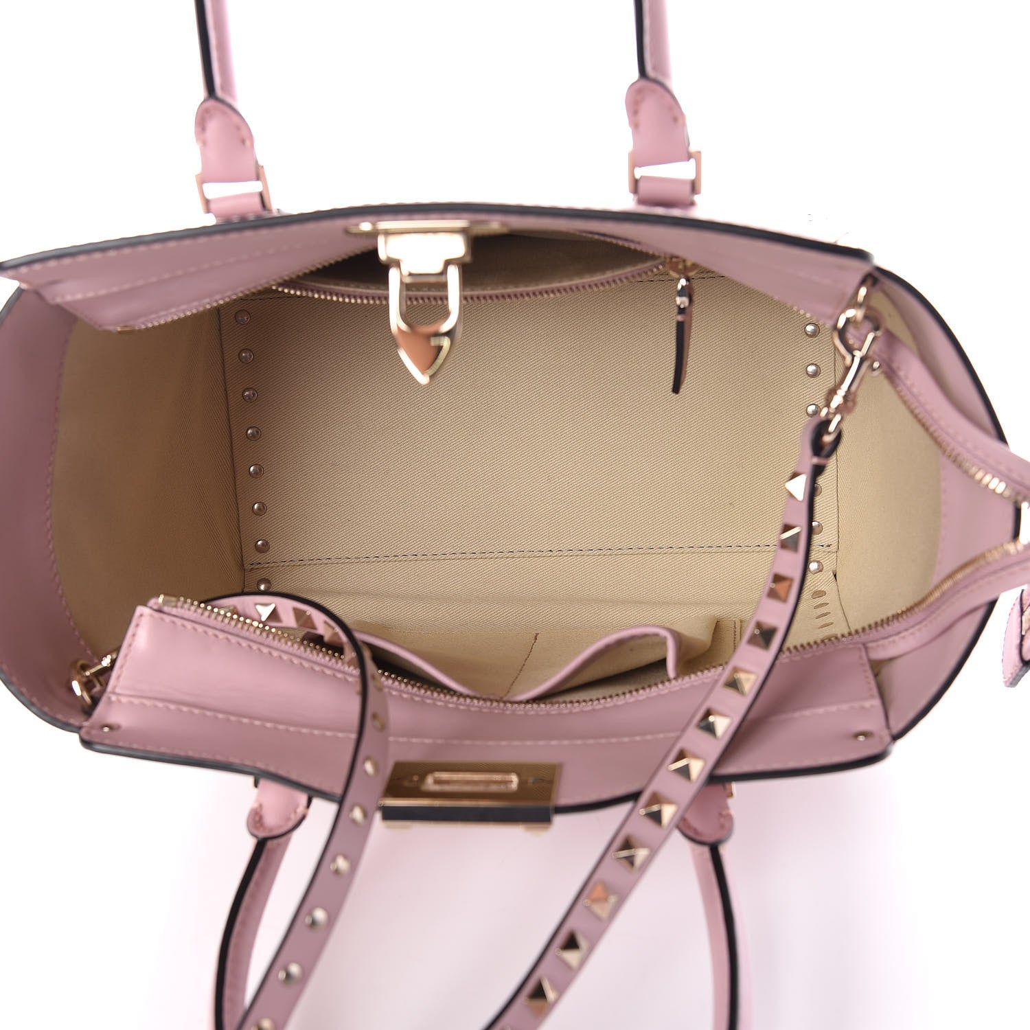 Valentino Garavani Vitello Small Rockstud Double Handle Tote Water Rose 5 of 8