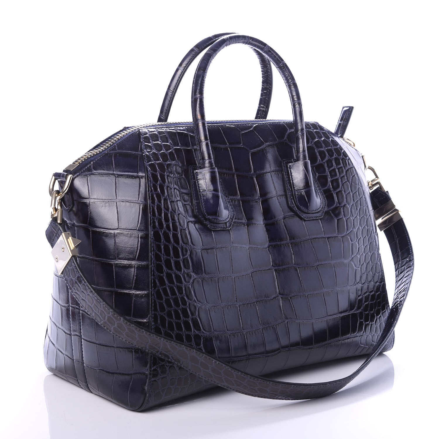 Givenchy Calfskin Crocodile Embossed Medium Antigona Dark Blue 2 of 9