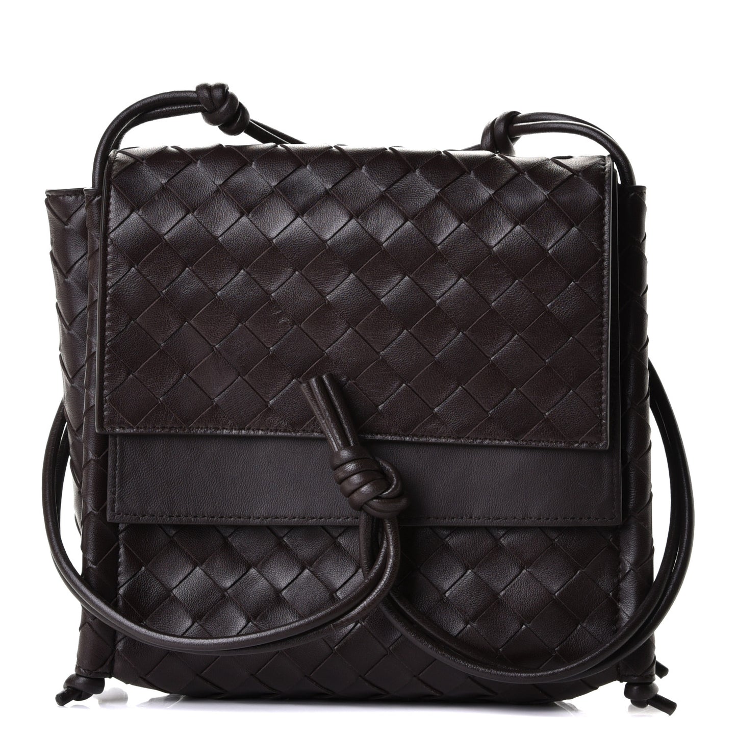 Nappa Intrecciato Small Knot Flap Crossbody Fondente