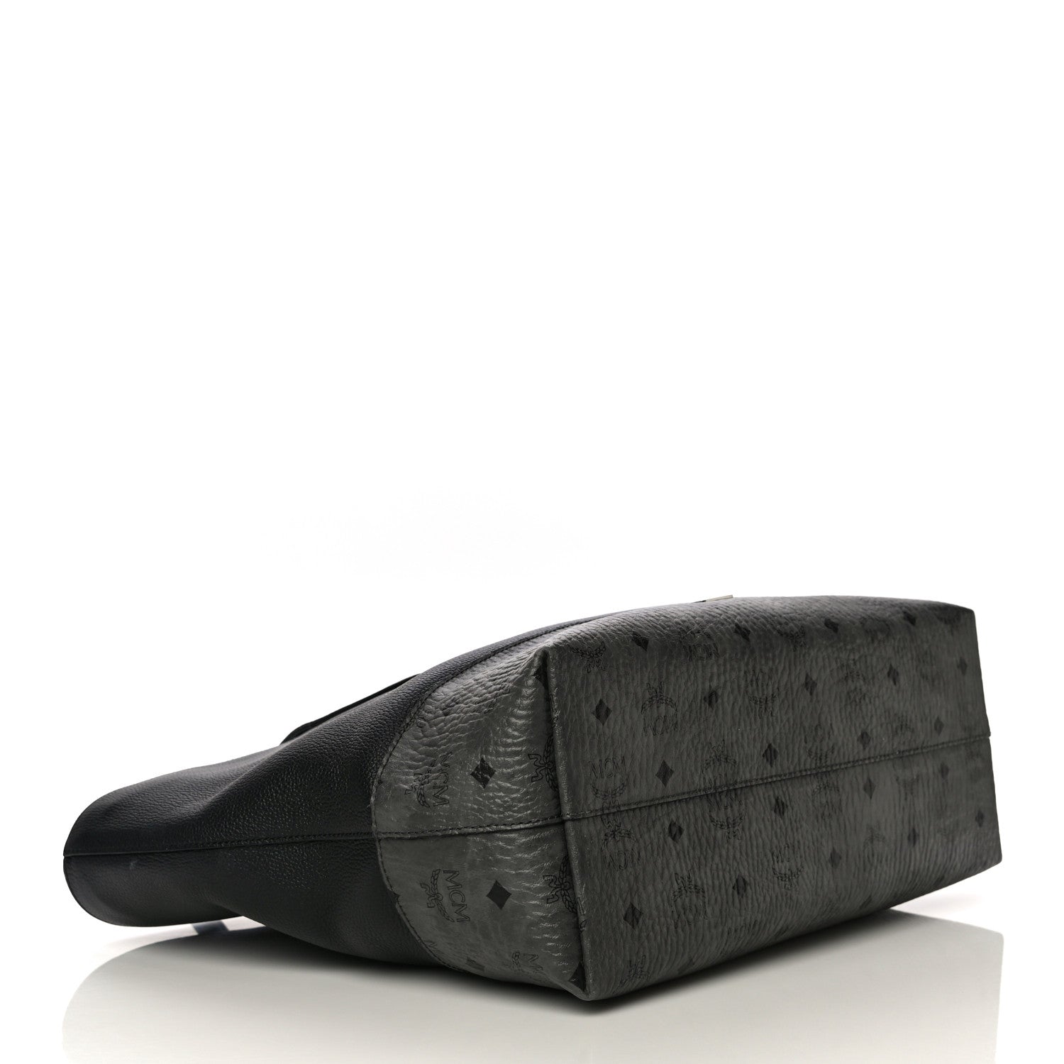 MCM Calfskin Visetos Anya Shopper Tote Black 4 of 16