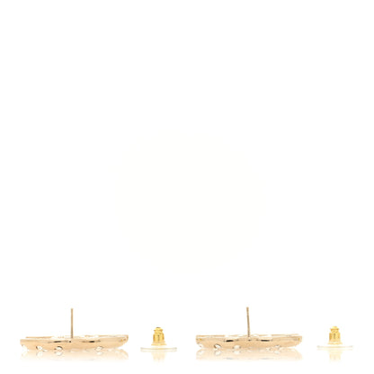 Chanel Metal Crystal CC Earrings Gold 3 of 5