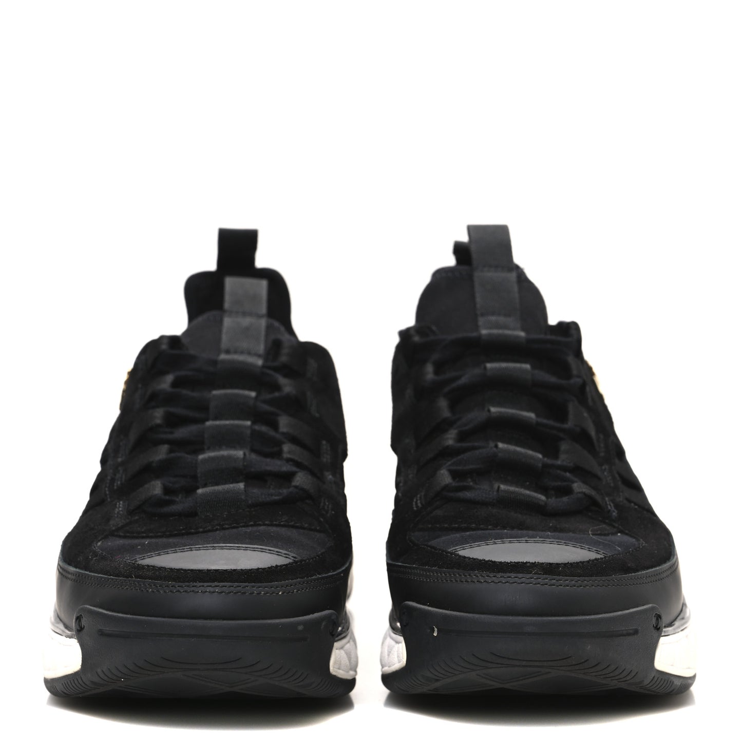Velvet Calfskin Mixed Fibers CC Sneakers 39.5 Black