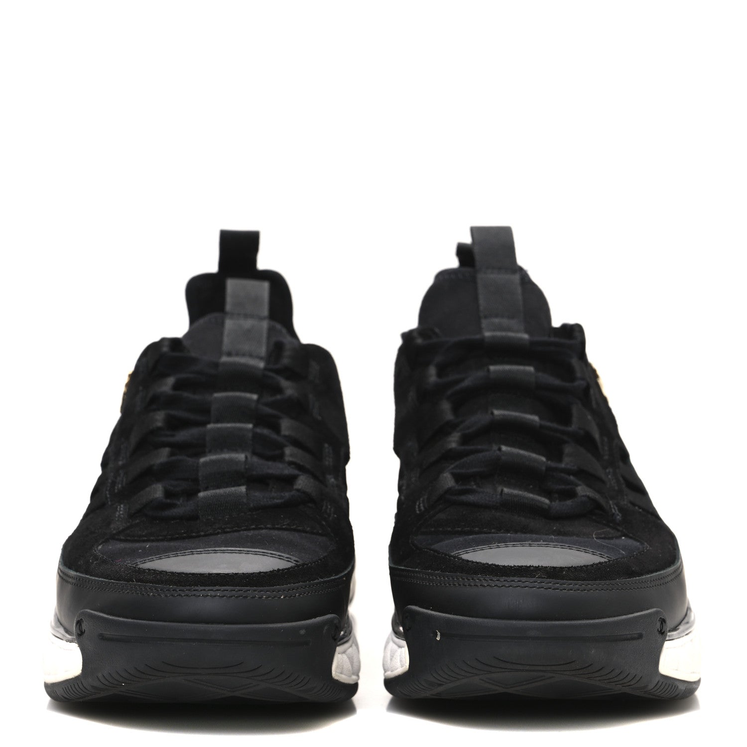 Chanel Velvet Calfskin Mixed Fibers CC Sneakers 39.5 Black 3 of 10