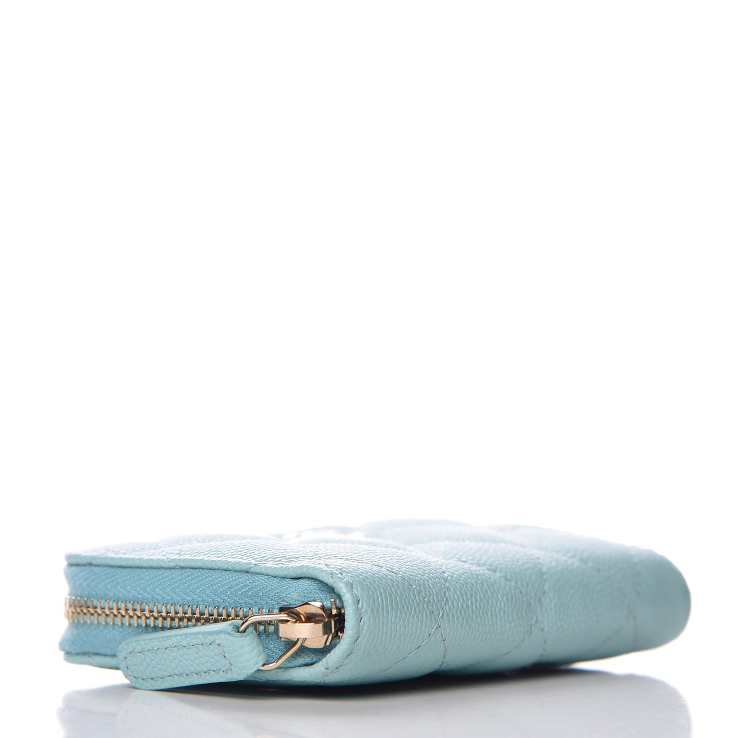 Caviar Quilted Zip Coin Purse Light Blue