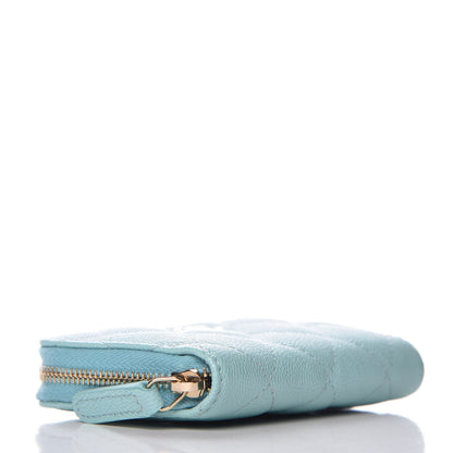 Chanel Caviar Quilted Zip Coin Purse Light Blue 4 of 8