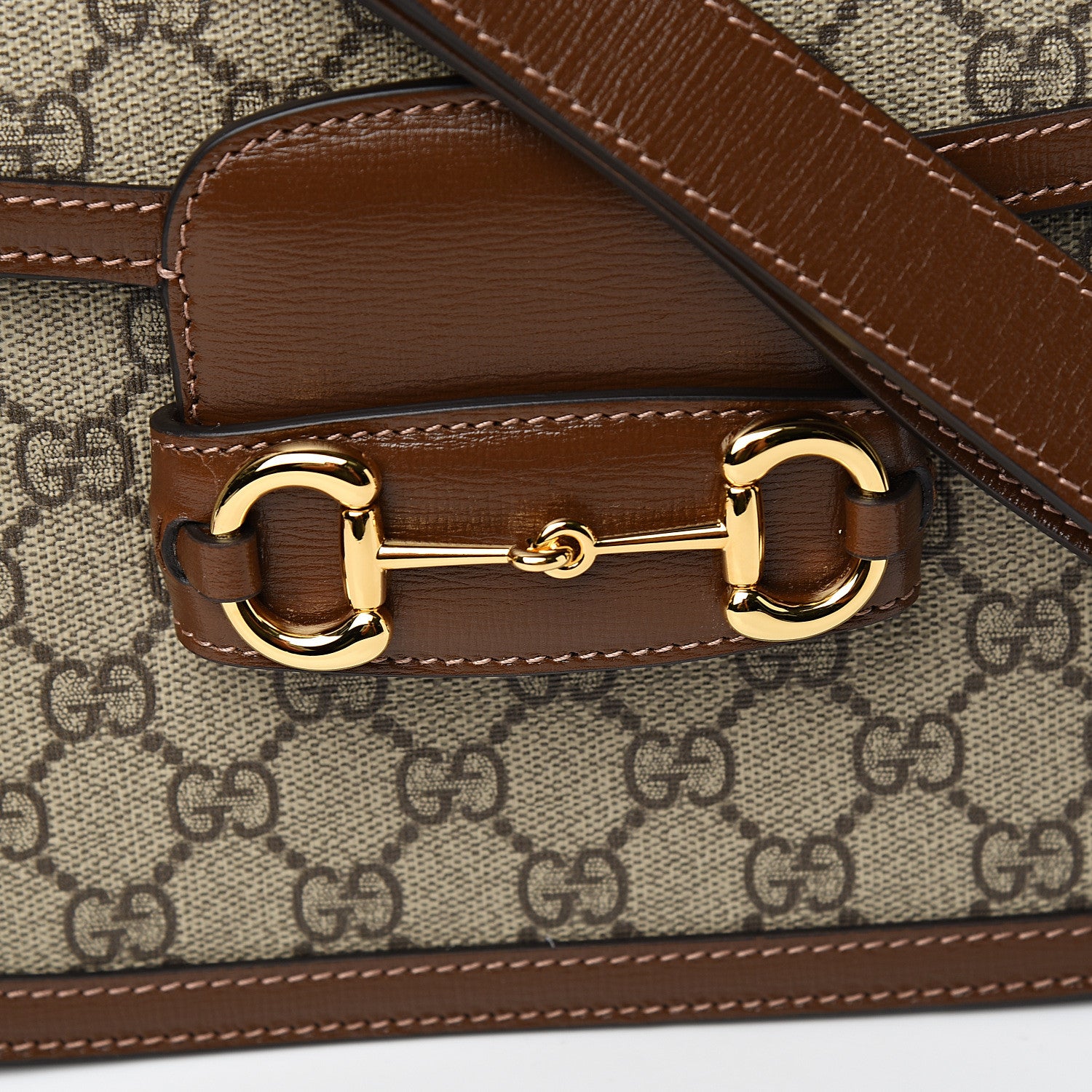 Gucci GG Supreme Monogram Horsebit 1955 Shoulder Bag Beige Brown Sugar 9 of 10
