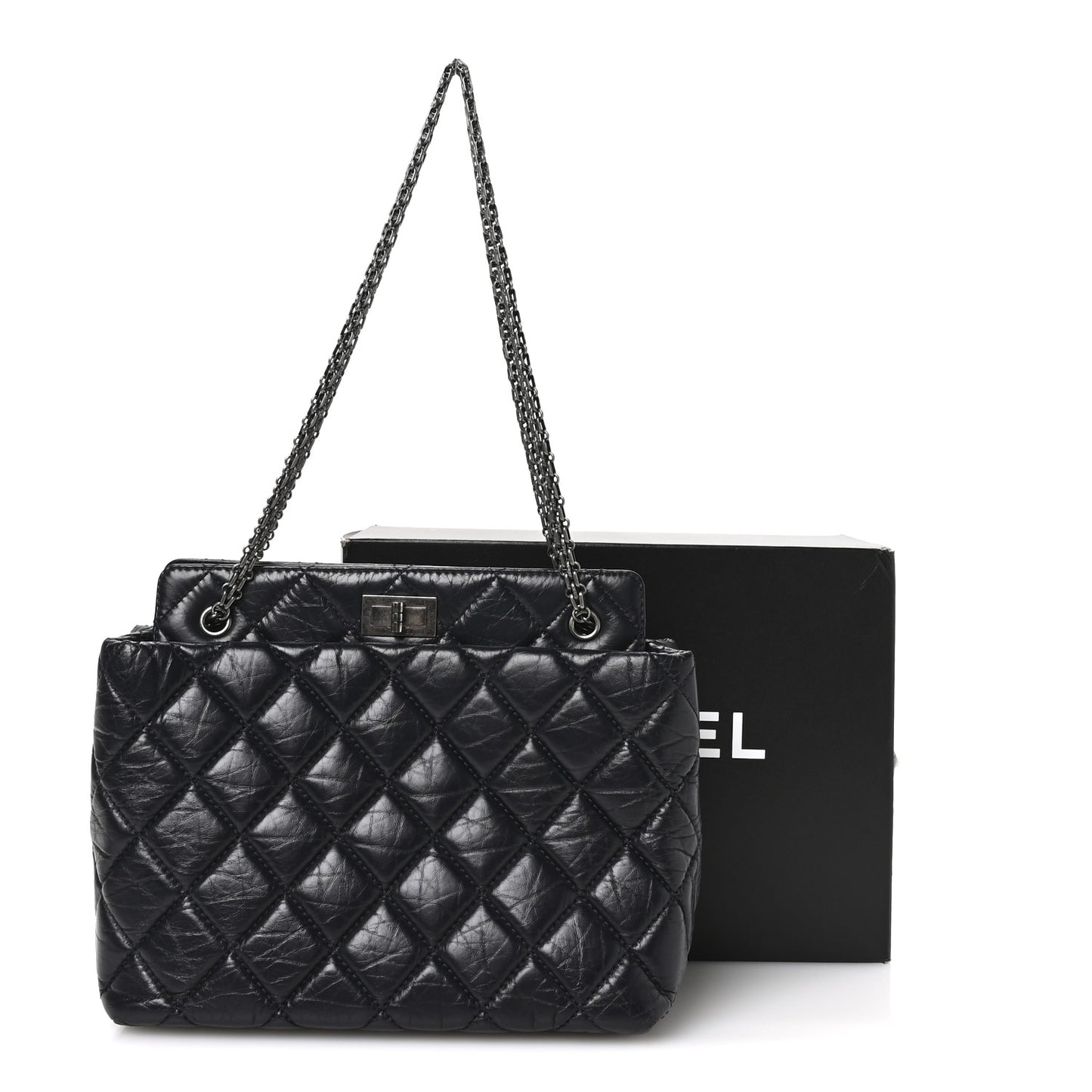 Aged Calfskin Quilted Reissue 2.55 Tote Black