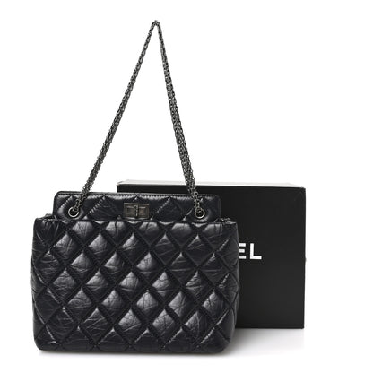 Chanel Aged Calfskin Quilted Reissue 2.55 Tote Black 11 of 11