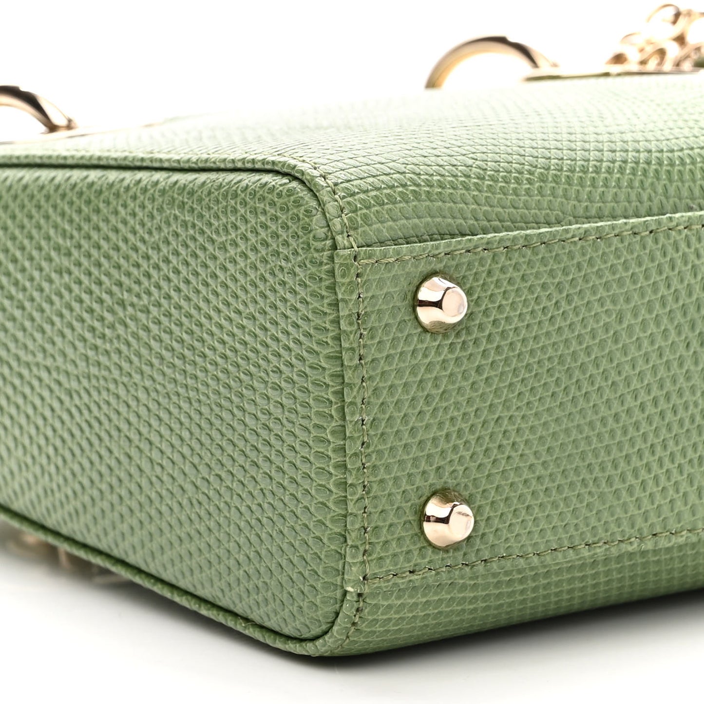 Lizard Mini Lady Dior Vert Saule