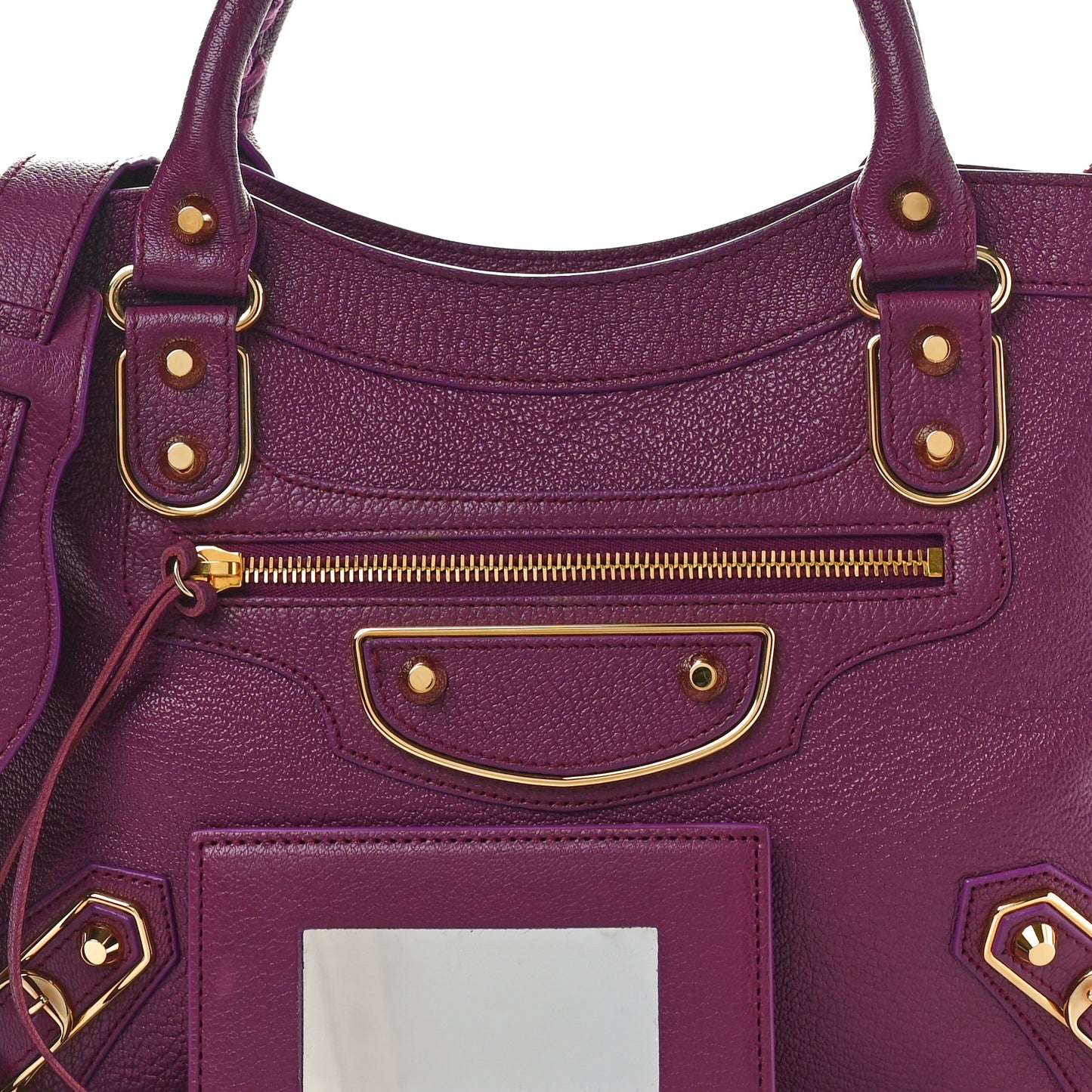 Chevre Gold Metallic Edge Hardware Town Violet Prune