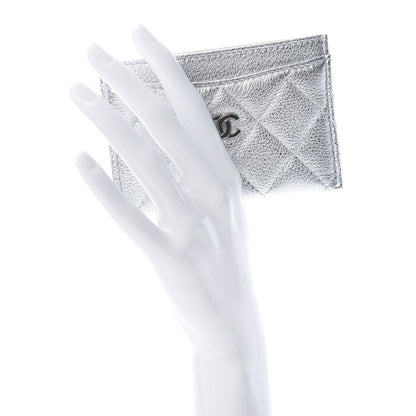 Chanel Metallic Lambskin Quilted Card Holder Silver 2 of 9
