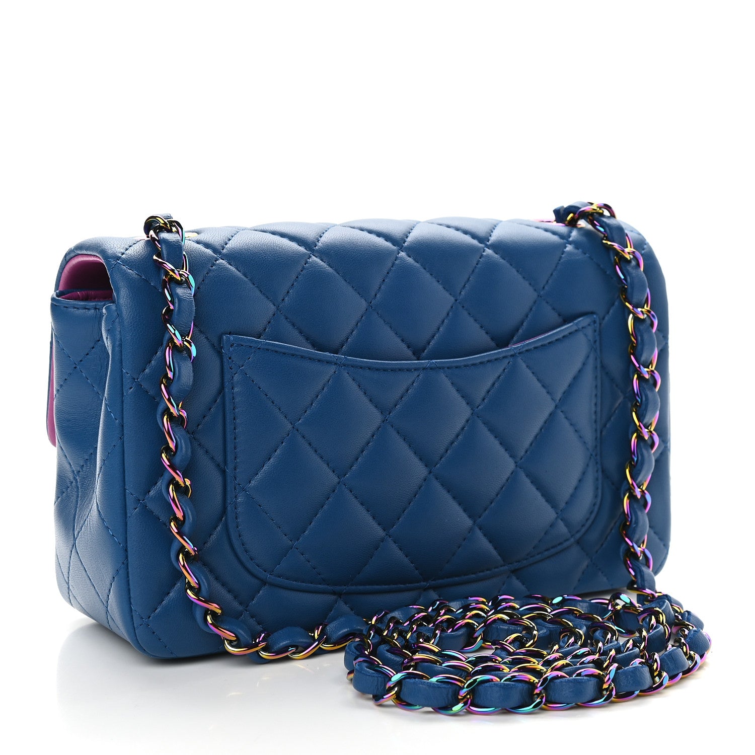 Chanel Lambskin Quilted Mini Rectangular Flap Blue Purple 3 of 9