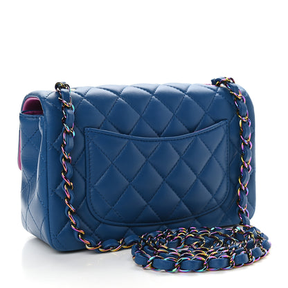 Chanel Lambskin Quilted Mini Rectangular Flap Blue Purple 3 of 9