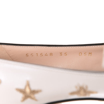 Gucci Quentin Goatskin Bee Star Embroidered GG Marmont Fringe 50mm Loafer Pumps 35 Mystic White 9 of 10