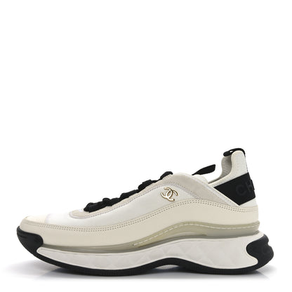 Chanel Velvet Calfskin Mixed Fibers CC Sneakers 41 Ivory Black 1 of 9