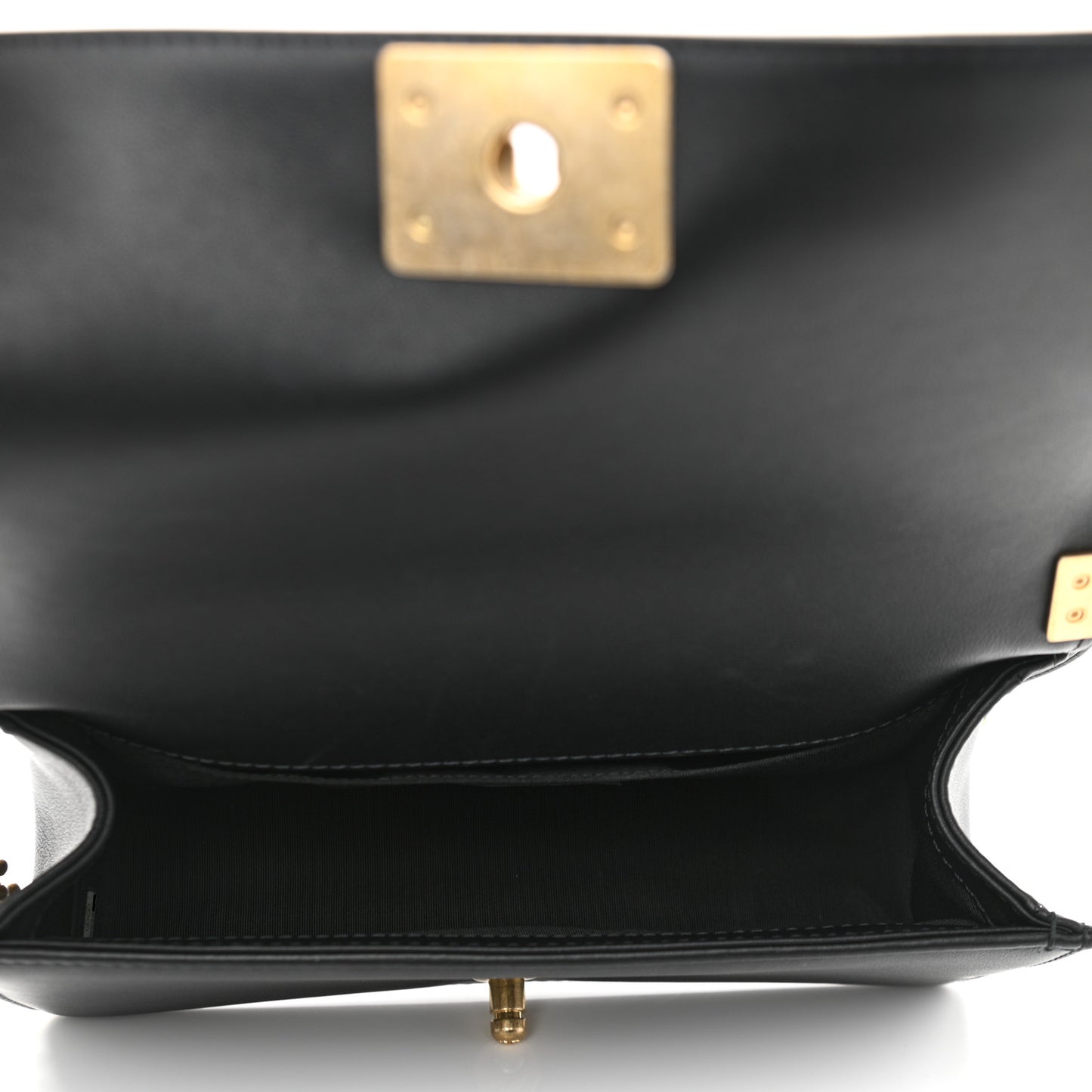 Calfskin Strass Studded Medium Boy Flap Black Gold