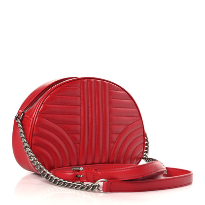 Prada Soft Calfskin Impunture Diagramme Dome Crossbody Bag Fuoco 3 of 9