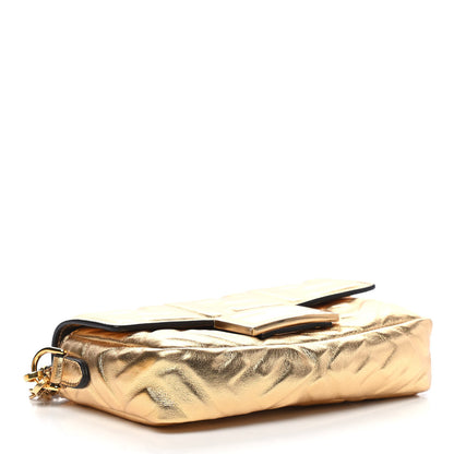Fendi Vitello Catalan Mirror FF 1974 Embossed Mini Baguette Gold 4 of 9