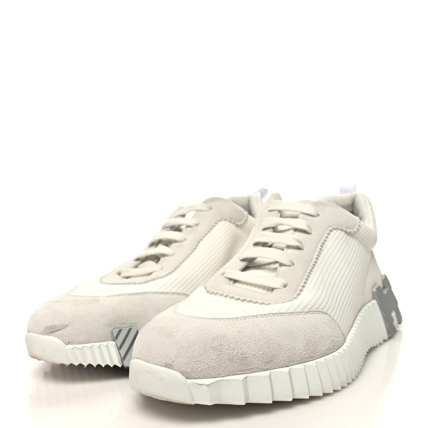 Goatskin Suede Mens Bouncing Sneakers 41 White