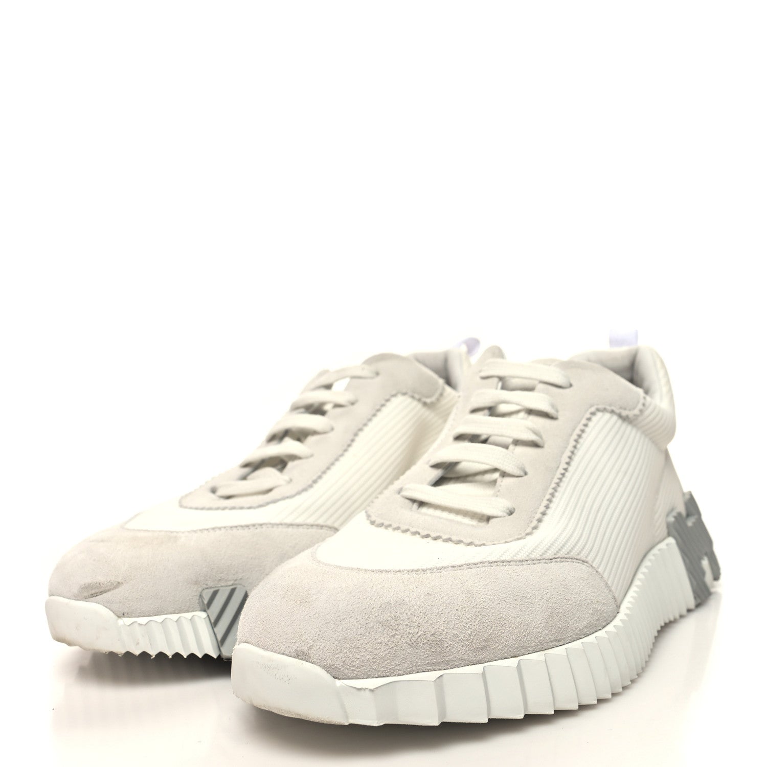 Hermes Goatskin Suede Mens Bouncing Sneakers 41 White 3 of 9