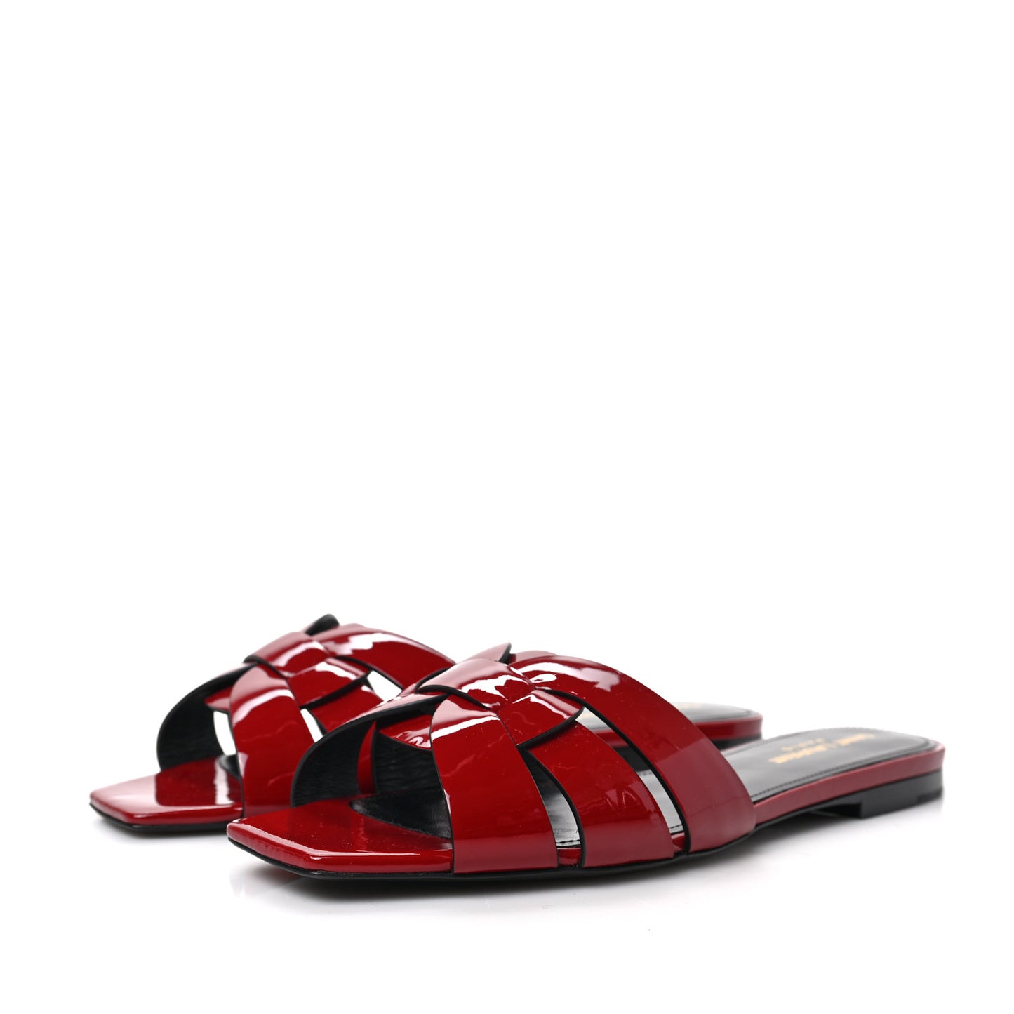 Patent Calfskin Nu Pied 05 Slide Sandals 38 Red