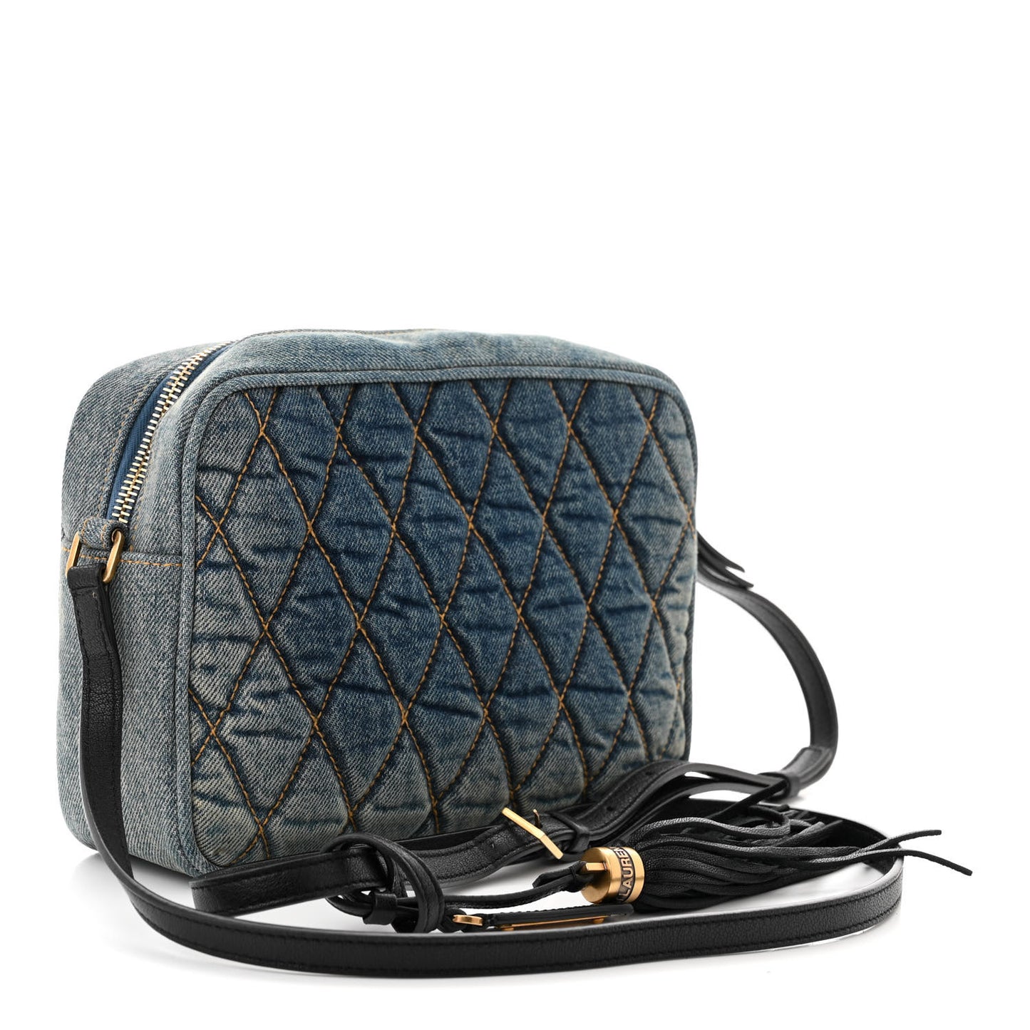 Denim Matelasse Quilted Summer Embroidered Classic Monogram Camera Bag Blue