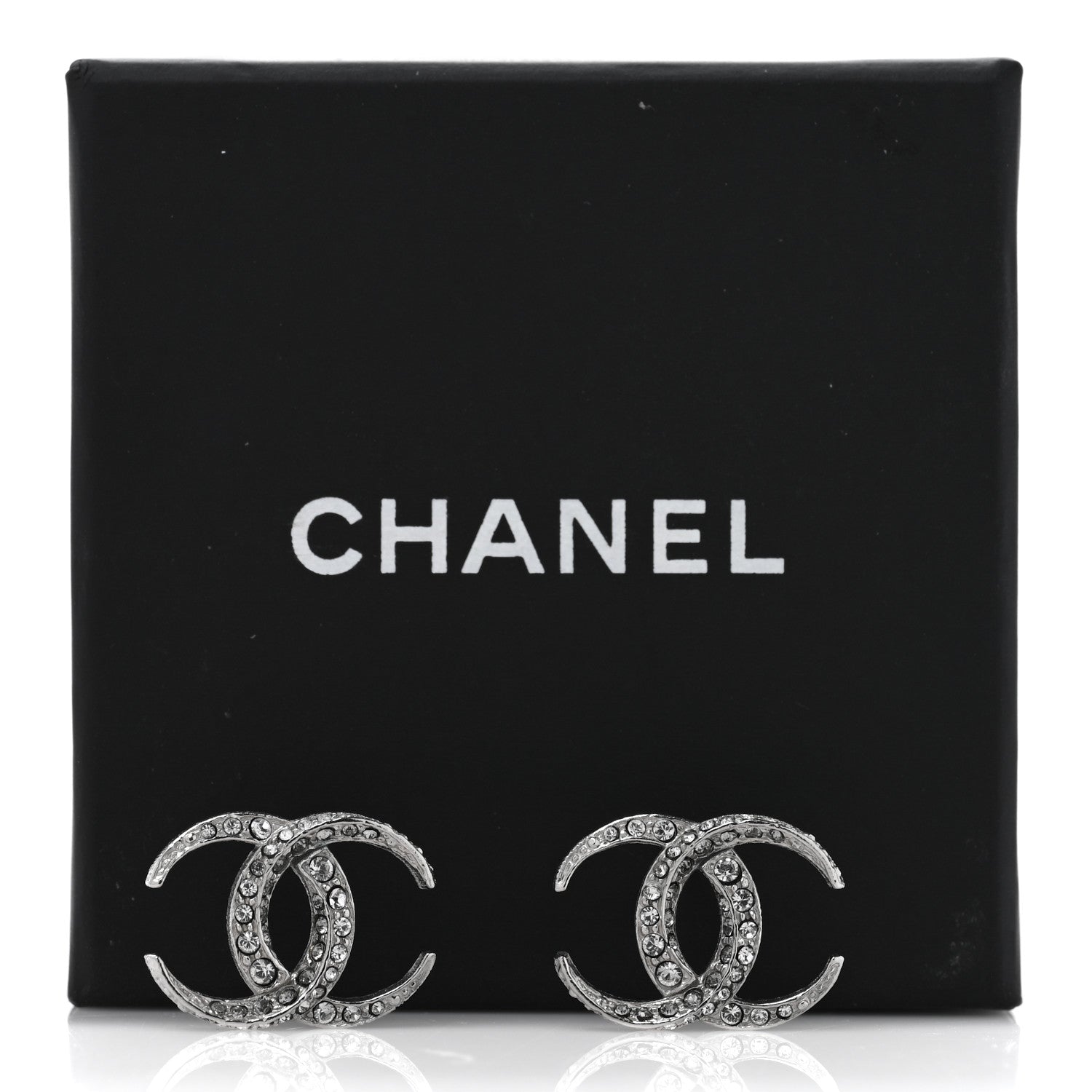 Chanel Crystal CC Earrings Silver 5 of 5