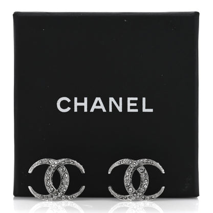 Chanel Crystal CC Earrings Silver 5 of 5