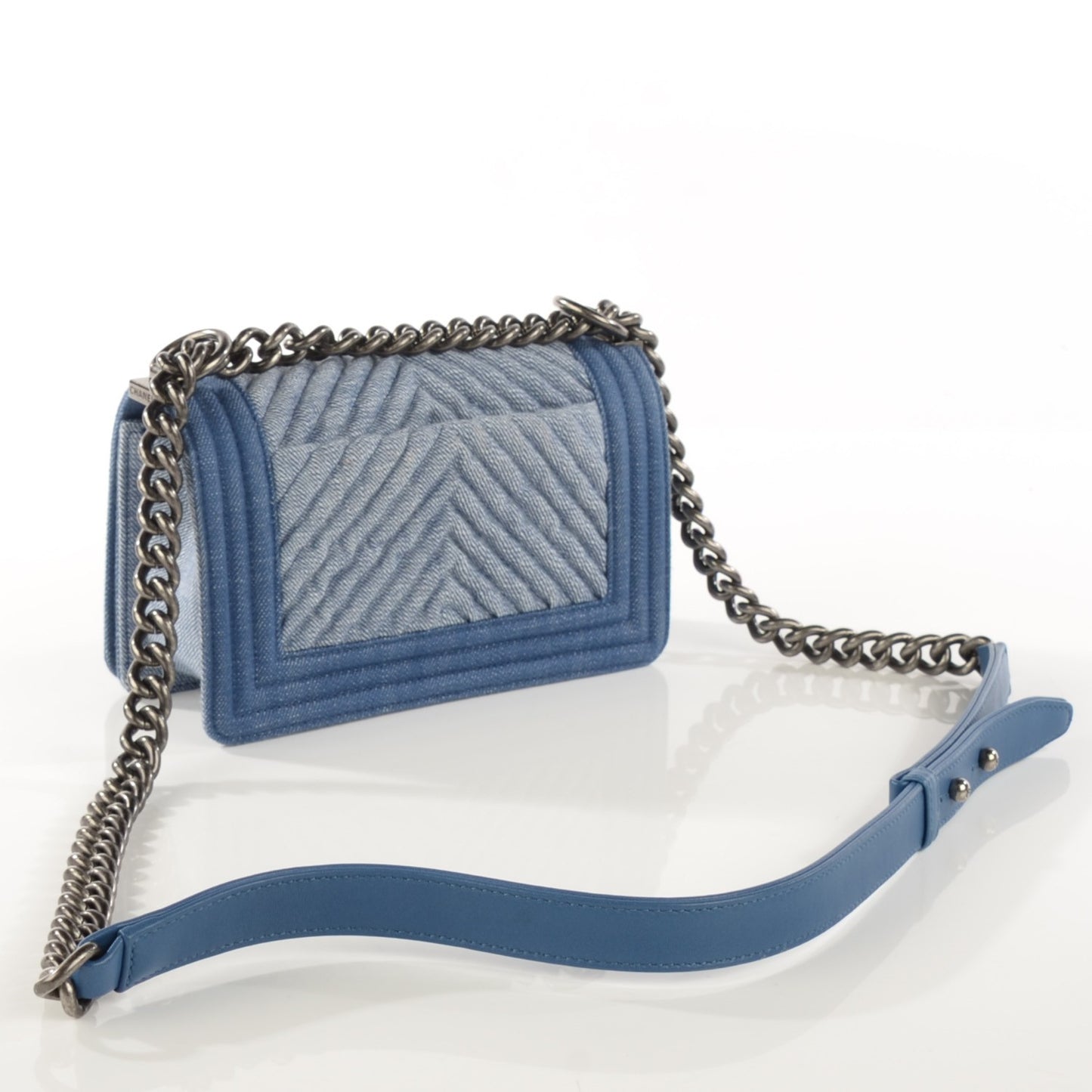 Denim Chevron Small Boy Flap Blue
