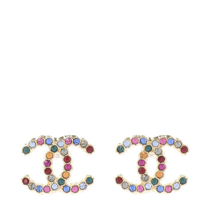 Chanel Crystal Over The Rainbow CC Earrings Gold Multicolor 1 of 5