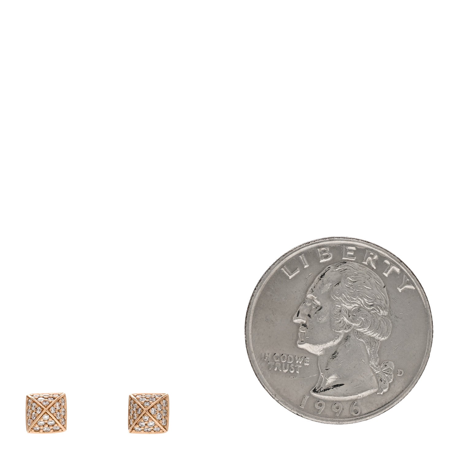 Hermes 18K Rose Gold Diamond Clou d'H Stud Earrings 2 of 5
