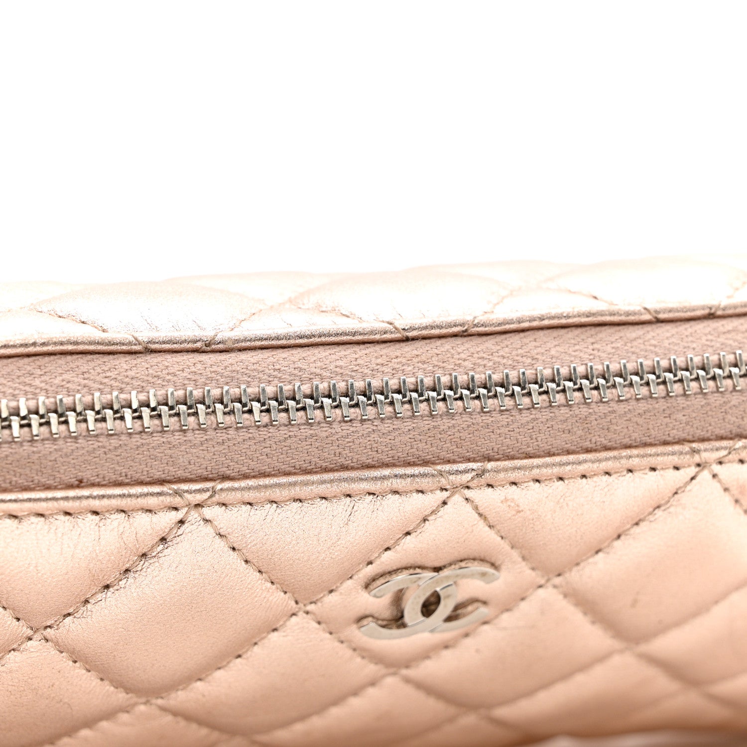 Chanel Metallic Lambskin Quilted Cosmetic Pouch Light Pink 9 of 9