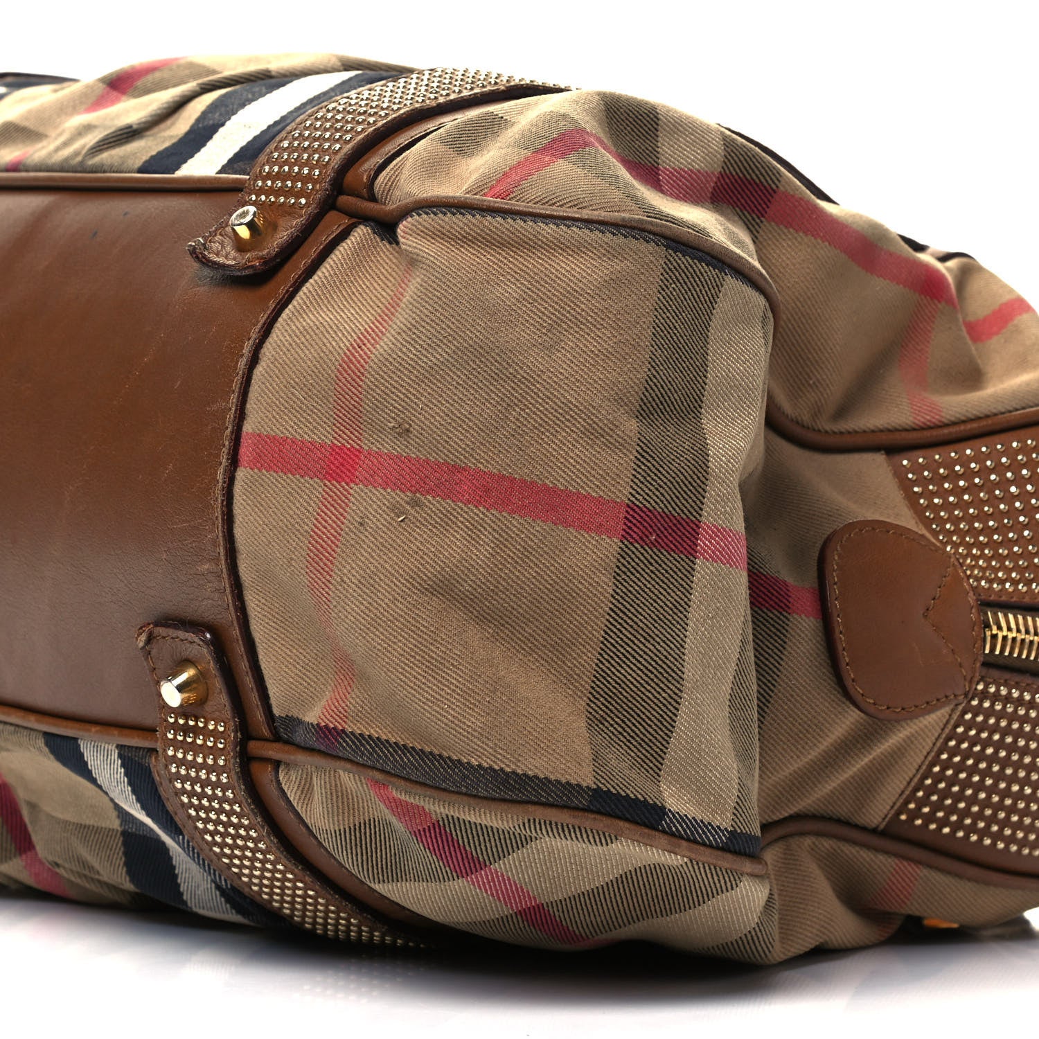 Burberry House Check Studded Knight Satchel Brown 6 of 9
