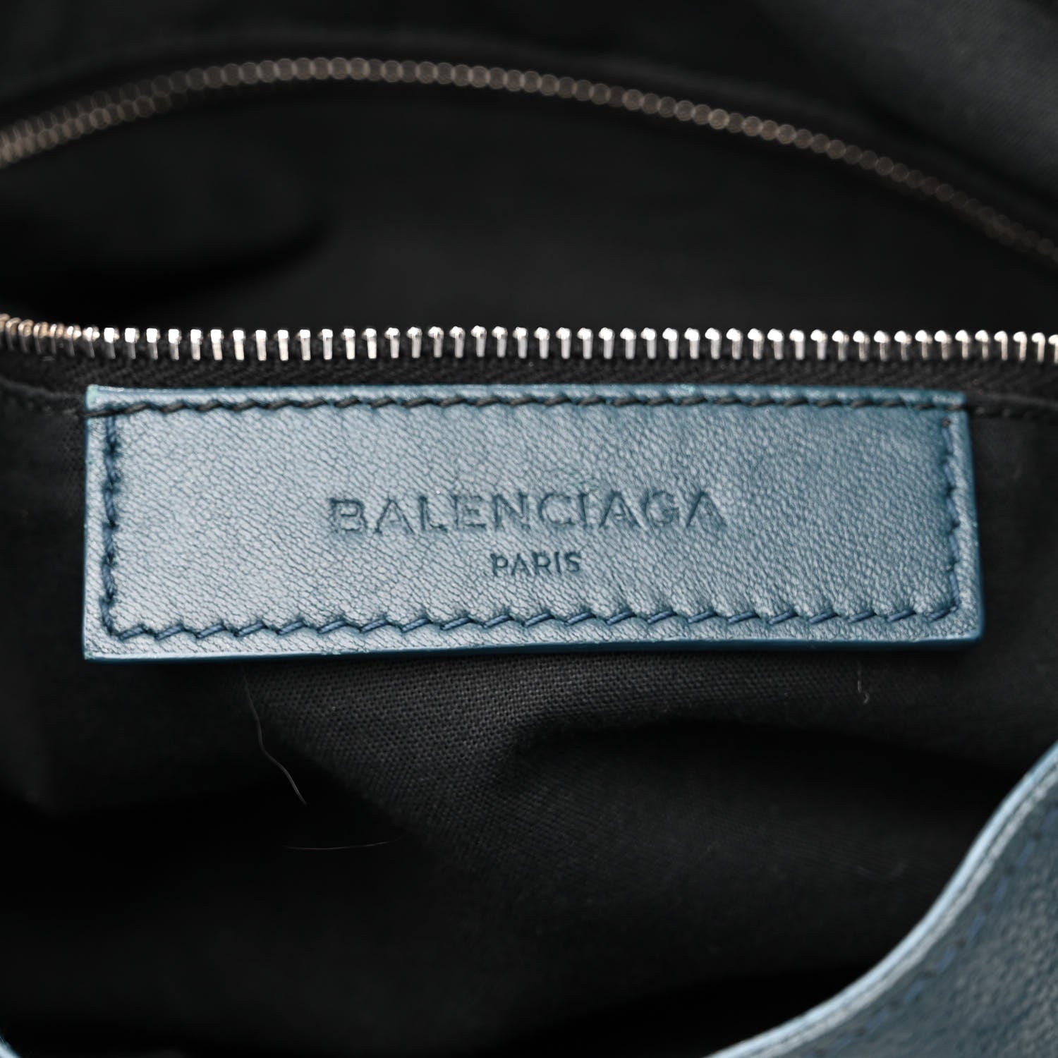 Balenciaga Chevre Silver Metallic Edge Hardware Velo Bleu Paon 6 of 10
