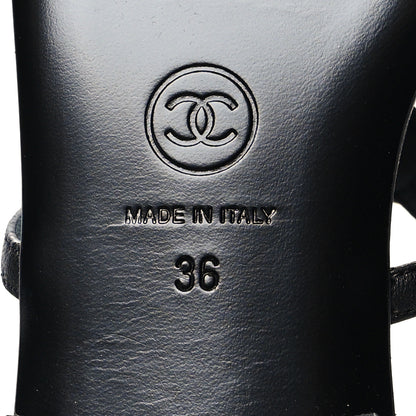 Chanel Lambskin Pearl CC Thong Sandals 36 Black Gold 6 of 7