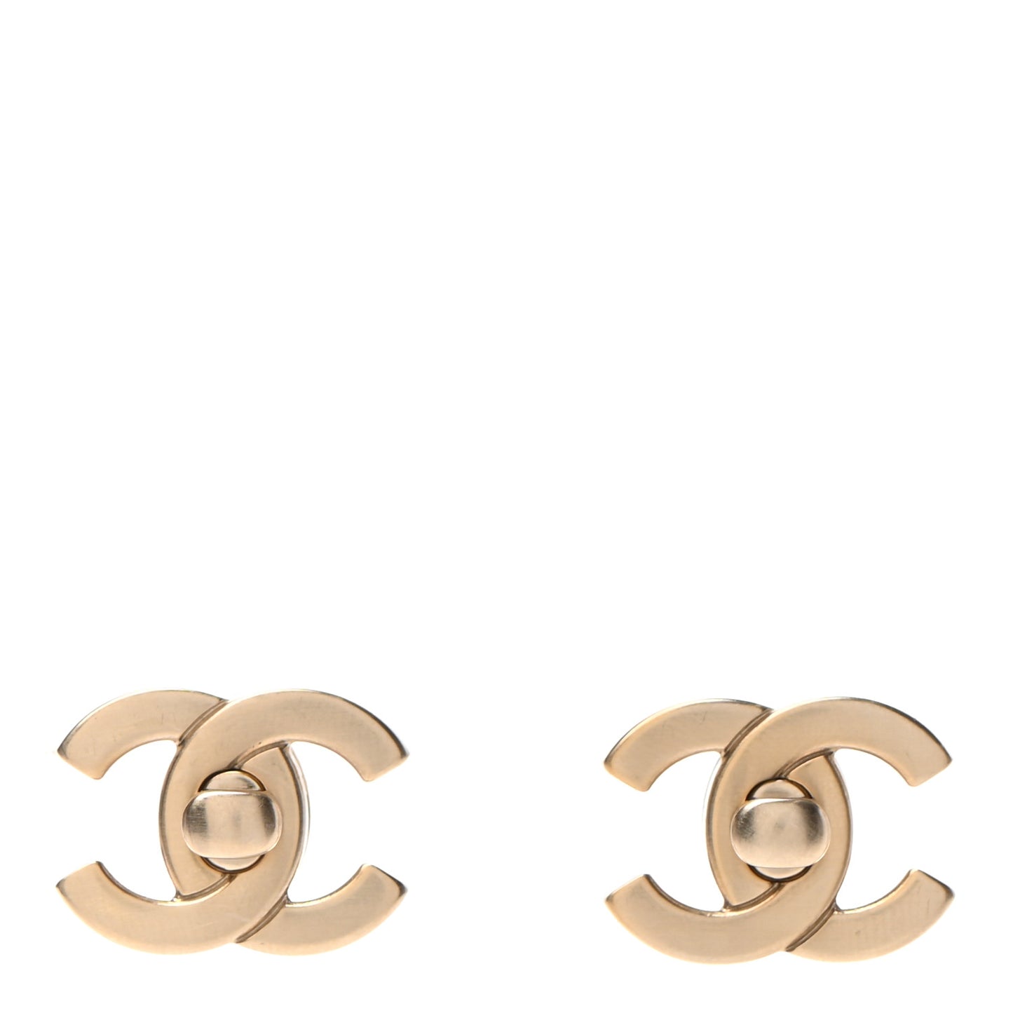 Metal CC Turnlock Interchangeable Earrings Gold