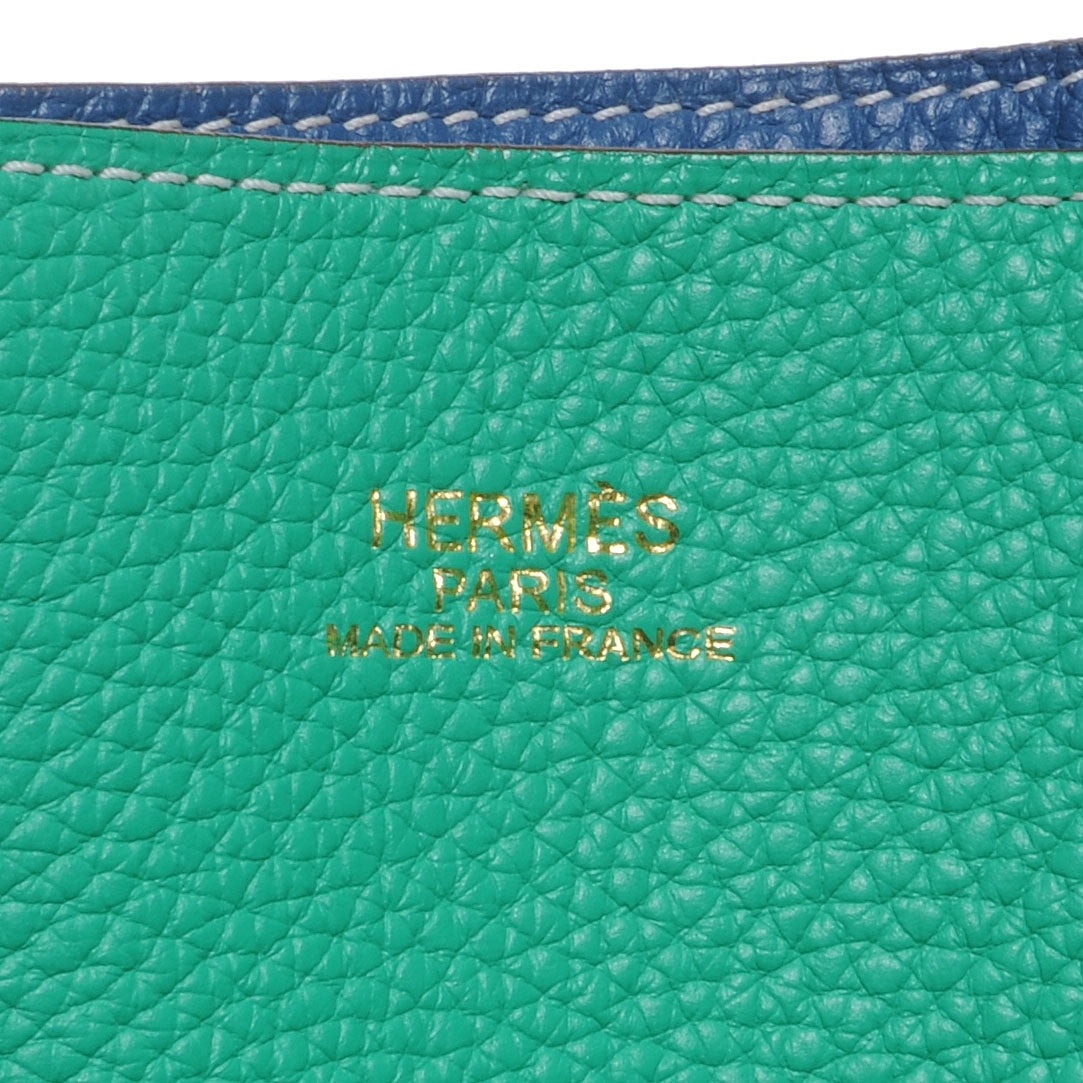 Taurillon Clemence Double Sens 45 Reversible Tote Menthe and Bleu Thalassa
