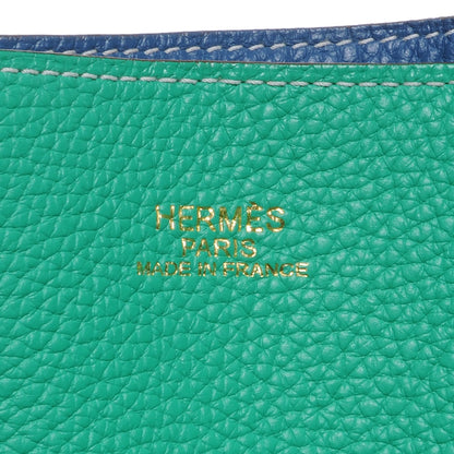 Hermes Taurillon Clemence Double Sens 45 Reversible Tote Menthe and Bleu Thalassa 7 of 9