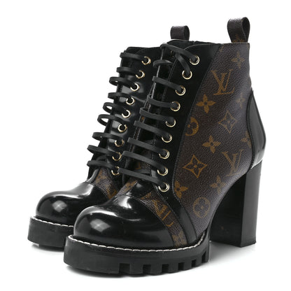 Louis Vuitton Patent Calfskin Monogram Star Trail Ankle Boots 36.5 Black 3 of 8