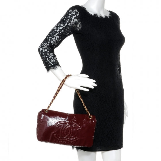 Vinyl Rock and Chain Medium Flap Bordeaux