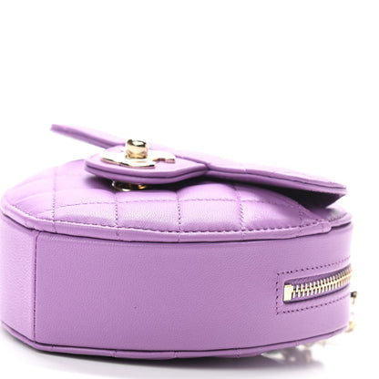 Chanel Lambskin Quilted CC In Love Heart Clutch With Chain Purple 10 of 11